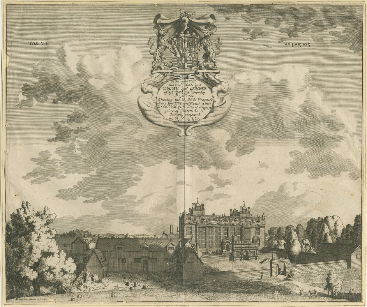 Gerards Bromley Hall: grawerowanie, nd [1653-1686] autorstwa Michael Burghers