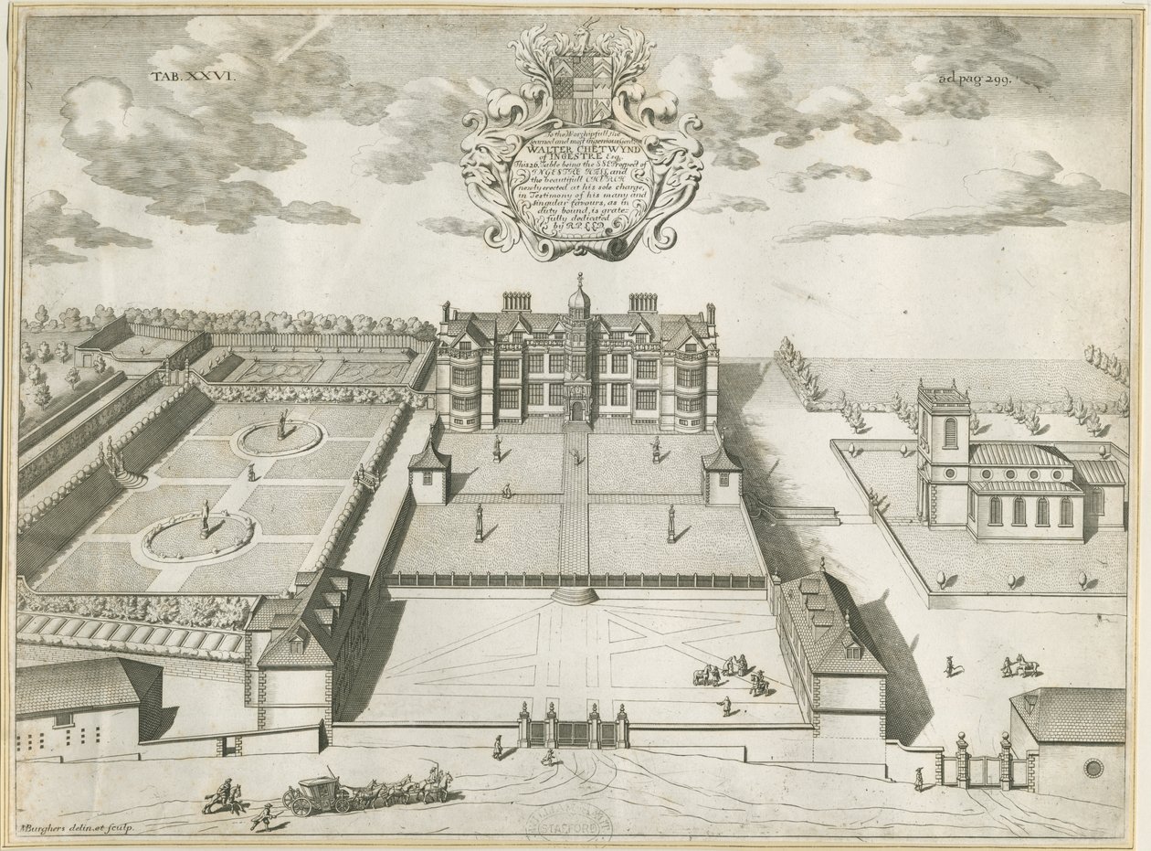 Ingestre Hall: miedzioryt, nd [1653-1686] autorstwa Michael Burghers