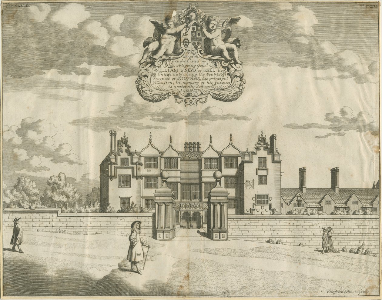 Keele Hall: miedzioryt, nd [1653-1686] autorstwa Michael Burghers