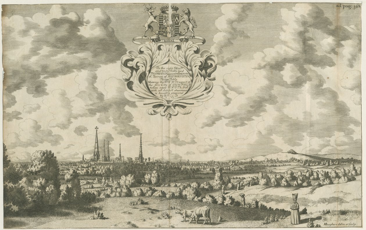 Lichfield - West North West Prospect: miedzioryt, nd [1653 - 1686] autorstwa Michael Burghers