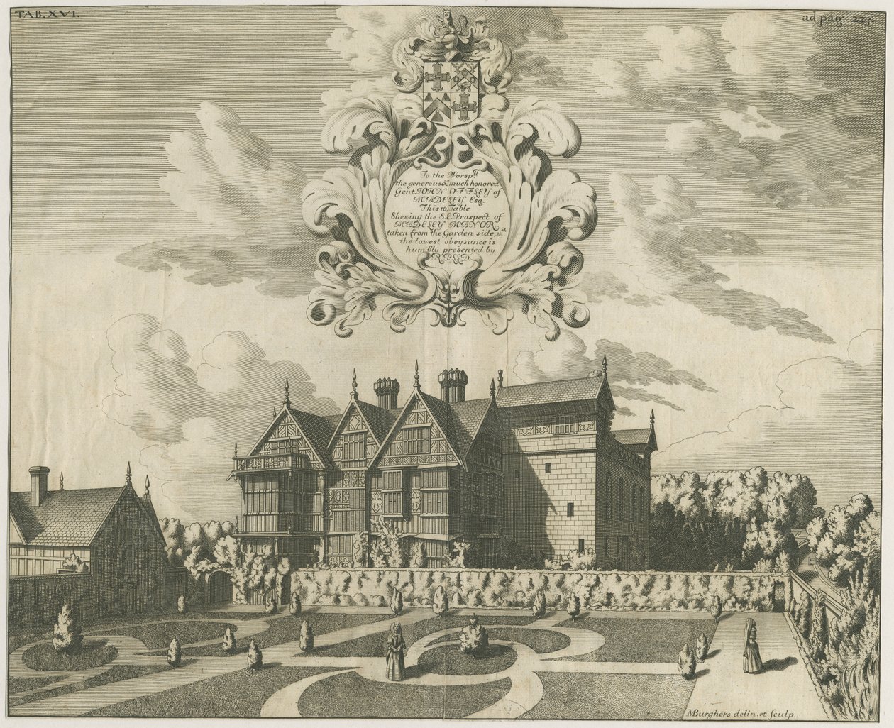 Madeley Manor House: sztych, bd [ok. 1686] (druk) autorstwa Michael Burghers