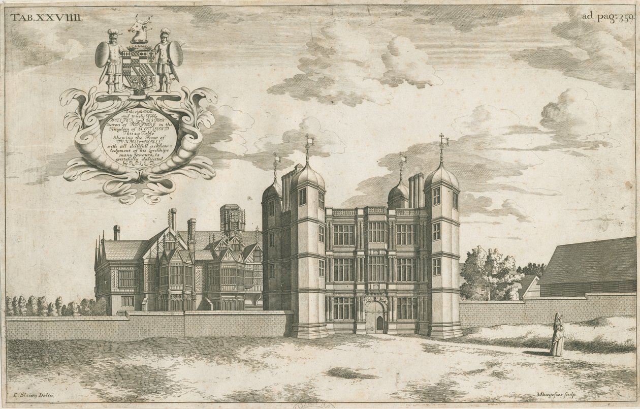 Tixall Hall i Gatehouse: miedzioryt, nd [1686] (druk) autorstwa Michael Burghers