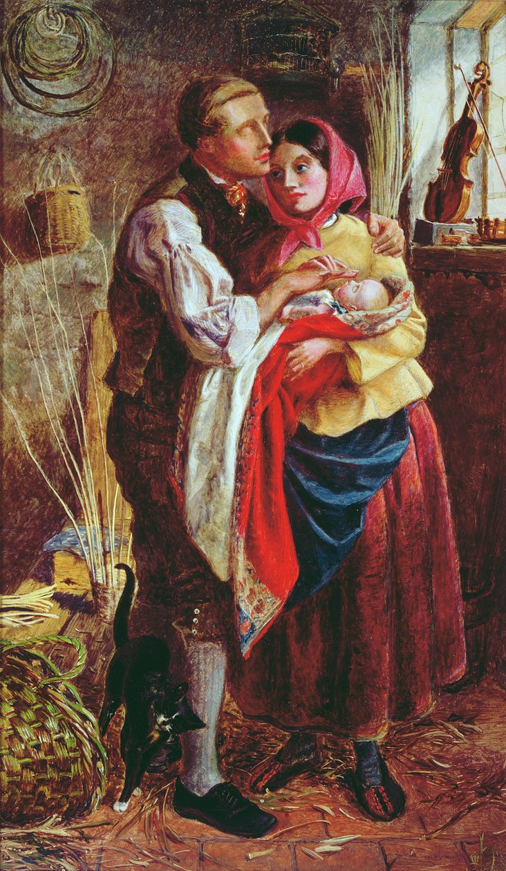 Niewidomy koszykarz ze swoim pierwszym dzieckiem, 1858 autorstwa Michael Frederick Halliday