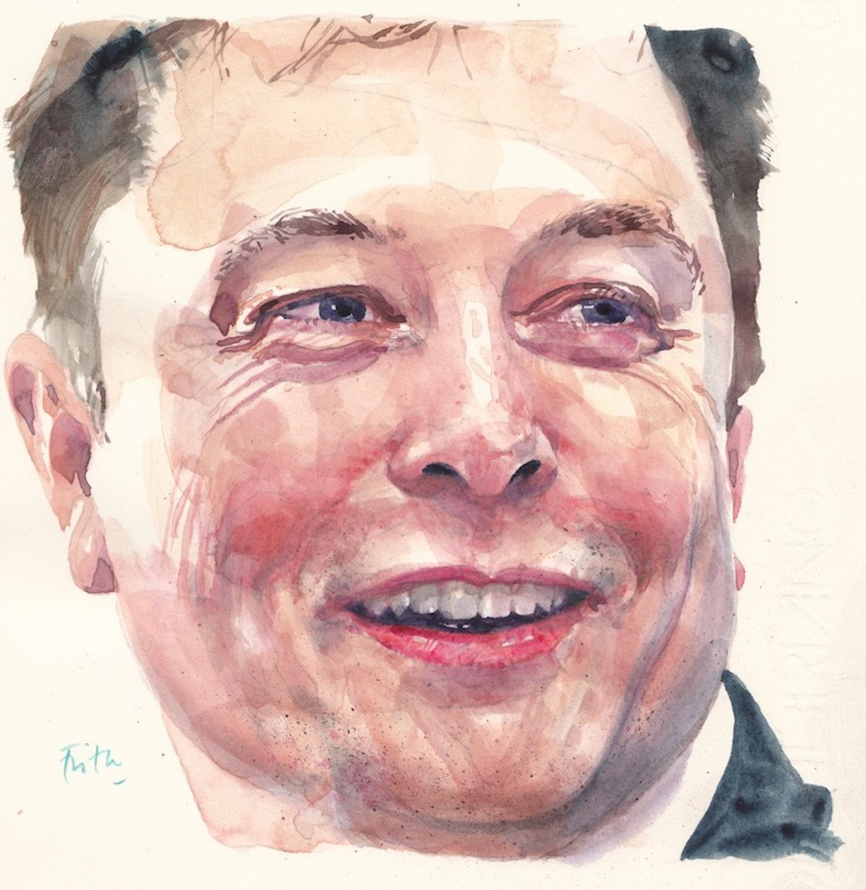 Elon Musk (akwarela) autorstwa Michael Frith