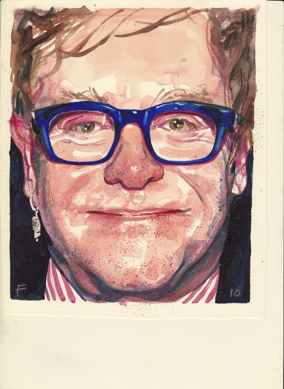 Elton John (akwarela) autorstwa Michael Frith