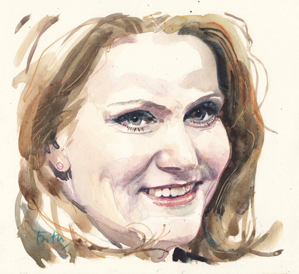 Helle Thorning-Schmidt (akwarela) autorstwa Michael Frith