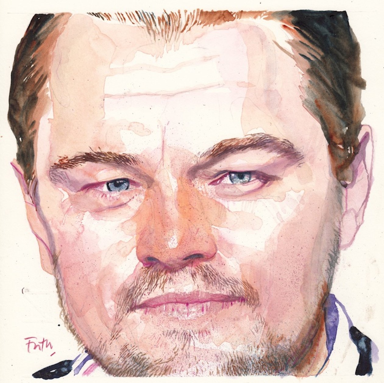 Leonardo DiCaprio, 2016 (akwarela) autorstwa Michael Frith