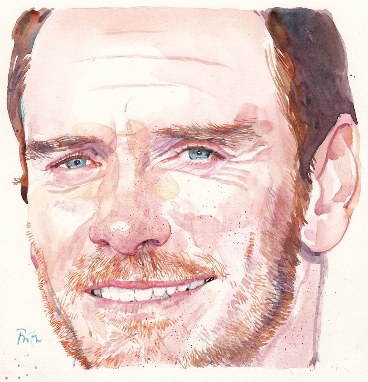 Michael Fassbender (akwarela) autorstwa Michael Frith