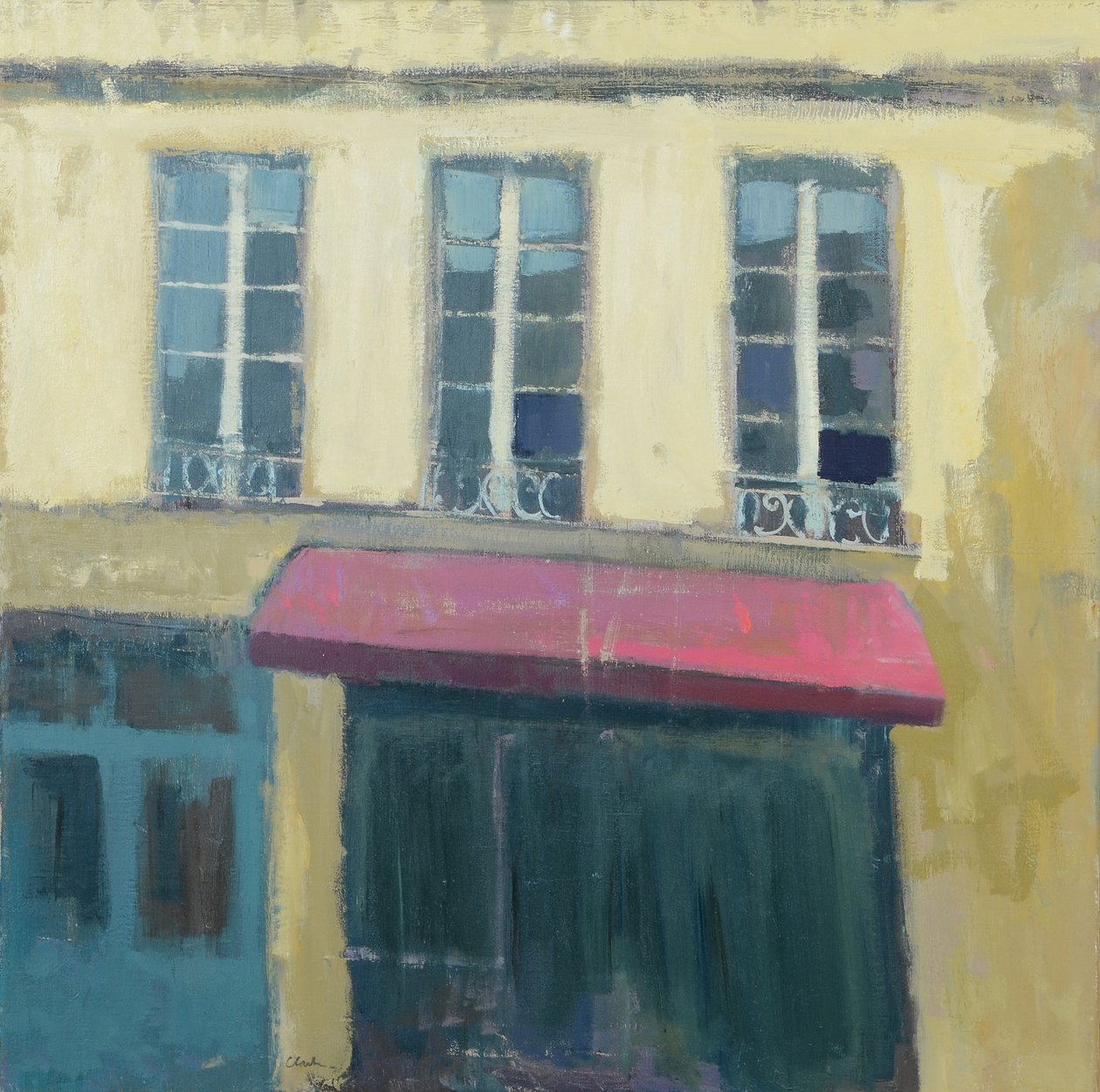 Café South West France, 2017 (olej na płótnie) autorstwa Michael G. Clark