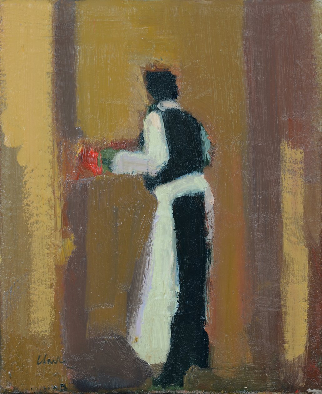 Paryski kelner, 2015 (olej na płótnie) autorstwa Michael G. Clark