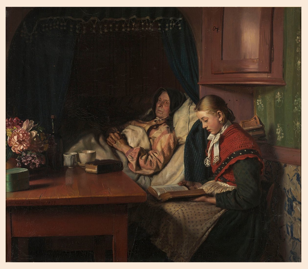 Babcie łoże chore autorstwa Michael Peter Ancher