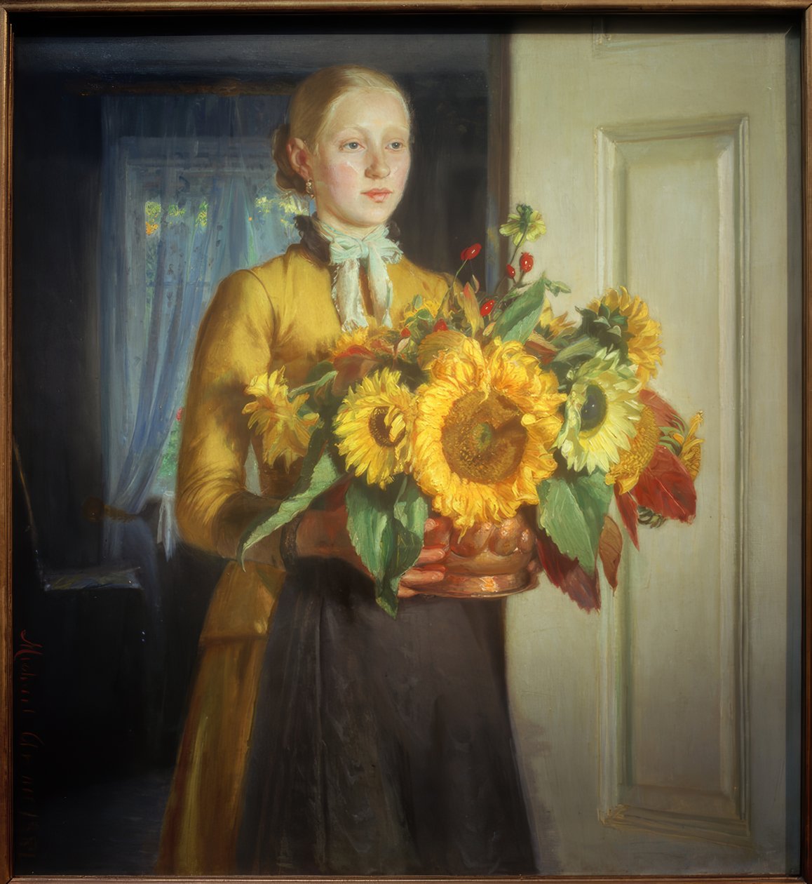 Dziewczyna ze słonecznikiem autorstwa Michael Peter Ancher