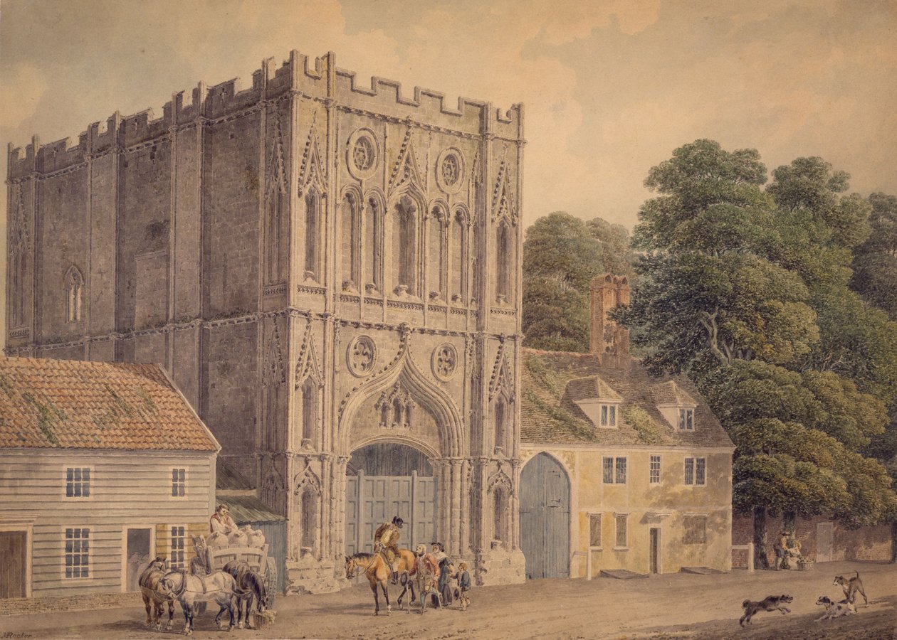 Zachodni front bramy opactwa, Bury St. Edmunds, 1788-1801 autorstwa Michael Rooker