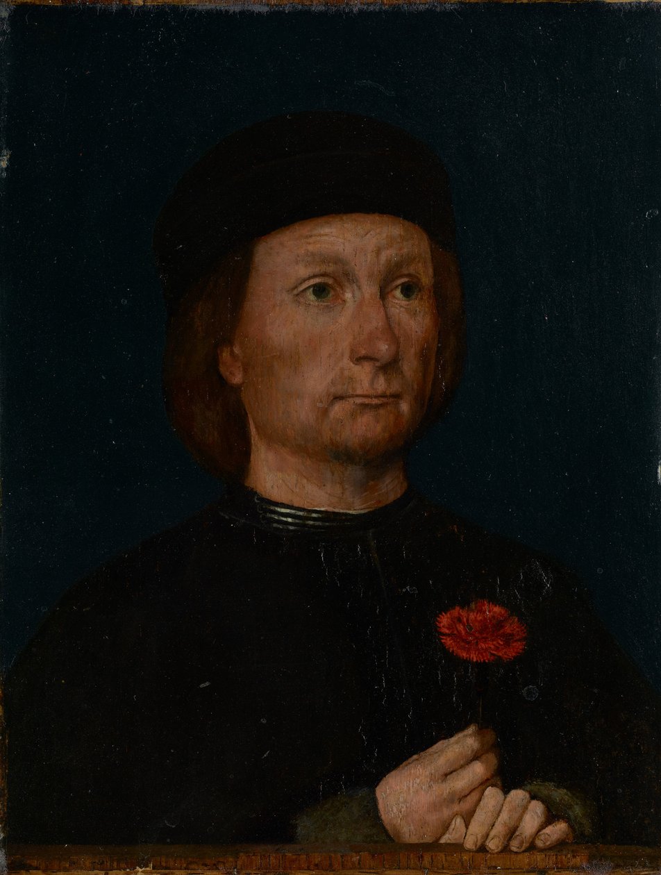 Portret mężczyzny z różem autorstwa Michael Sittow