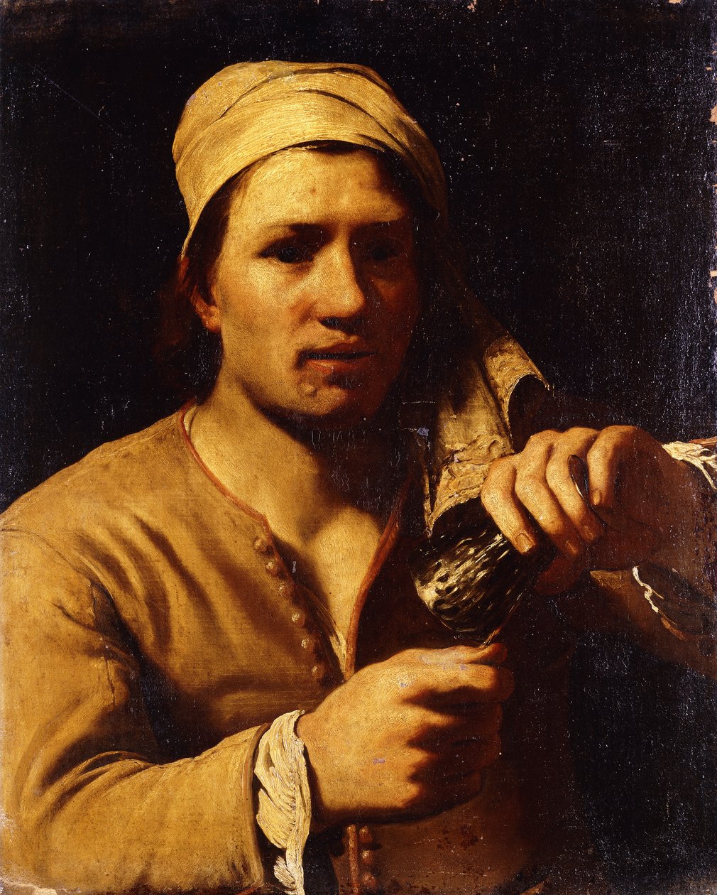 Młody mężczyzna w turbanie trzymający Roemera: test paznokcia, autorstwa Michael Sweerts