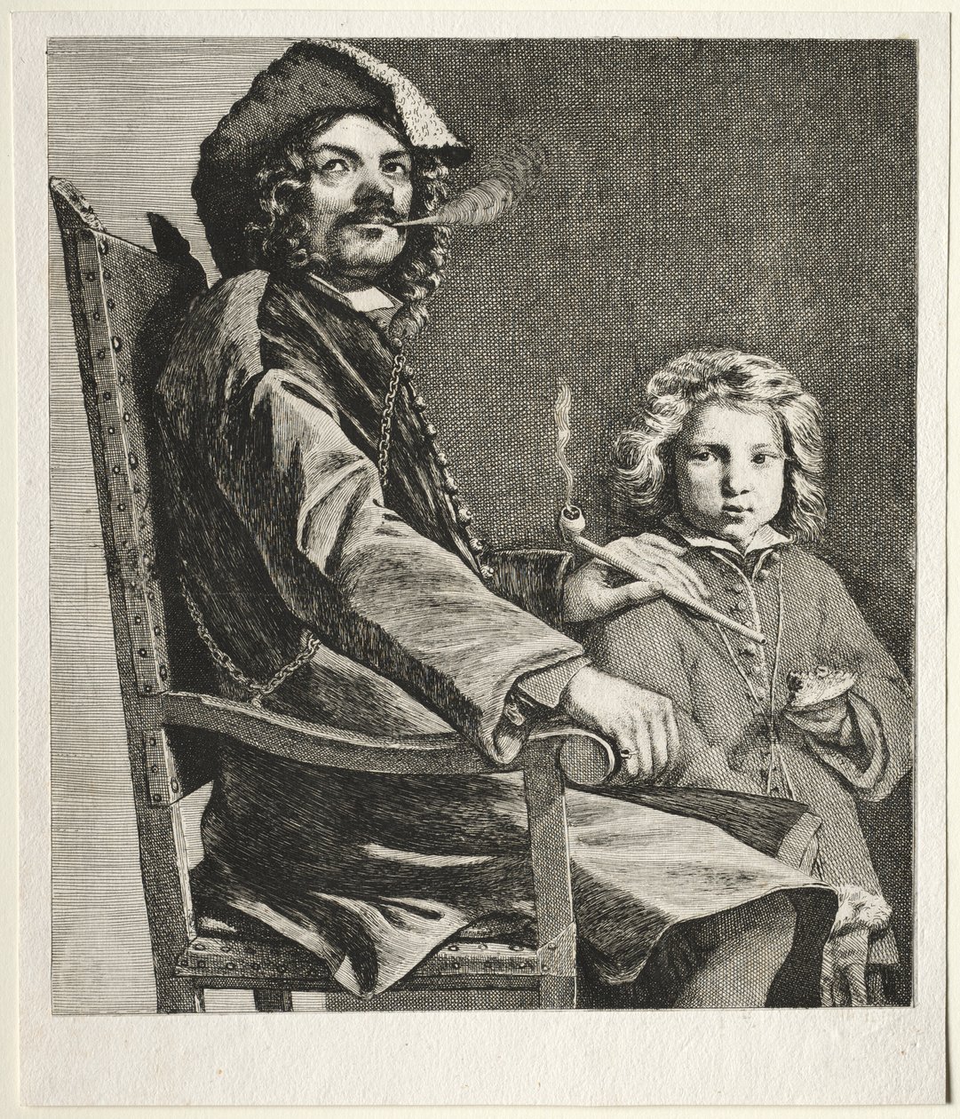 Mężczyzna palący fajkę i mały chłopiec autorstwa Michael Sweerts