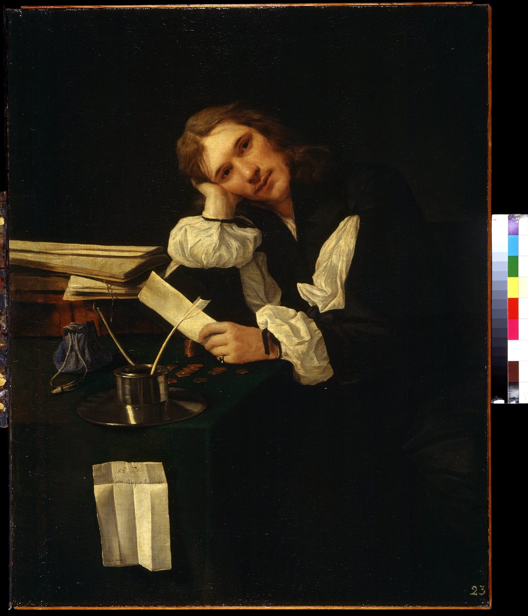 Portret młodzieńca, autoportret (Portret młodzieńca, portret sel). Obraz Michiela Sweertsa (1618-1664). olej na płótnie autorstwa Michael Sweerts