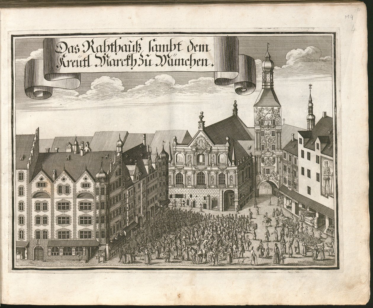 Niemiecki: Das Rahthauß sambt dem Kreütl. Marckh zu München autorstwa Michael Wening