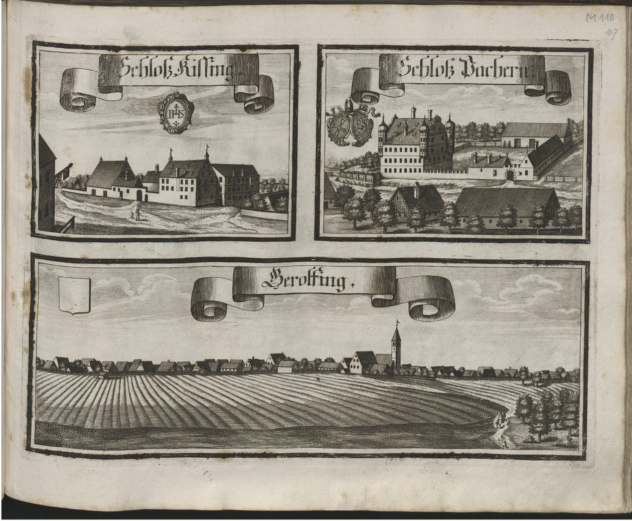 Niemiecki: Historico-Topographica Descriptio. To znaczy: Opis, deß Churfürsten- und Hertzogthums Ober- und Nidern Bayrn : Welches In vier Theilter oder Renntämbter, Als Oberlandts München und Burgkhausen, Unterlandts aber in Landshuet und Straubing abgett autorstwa Michael Wening