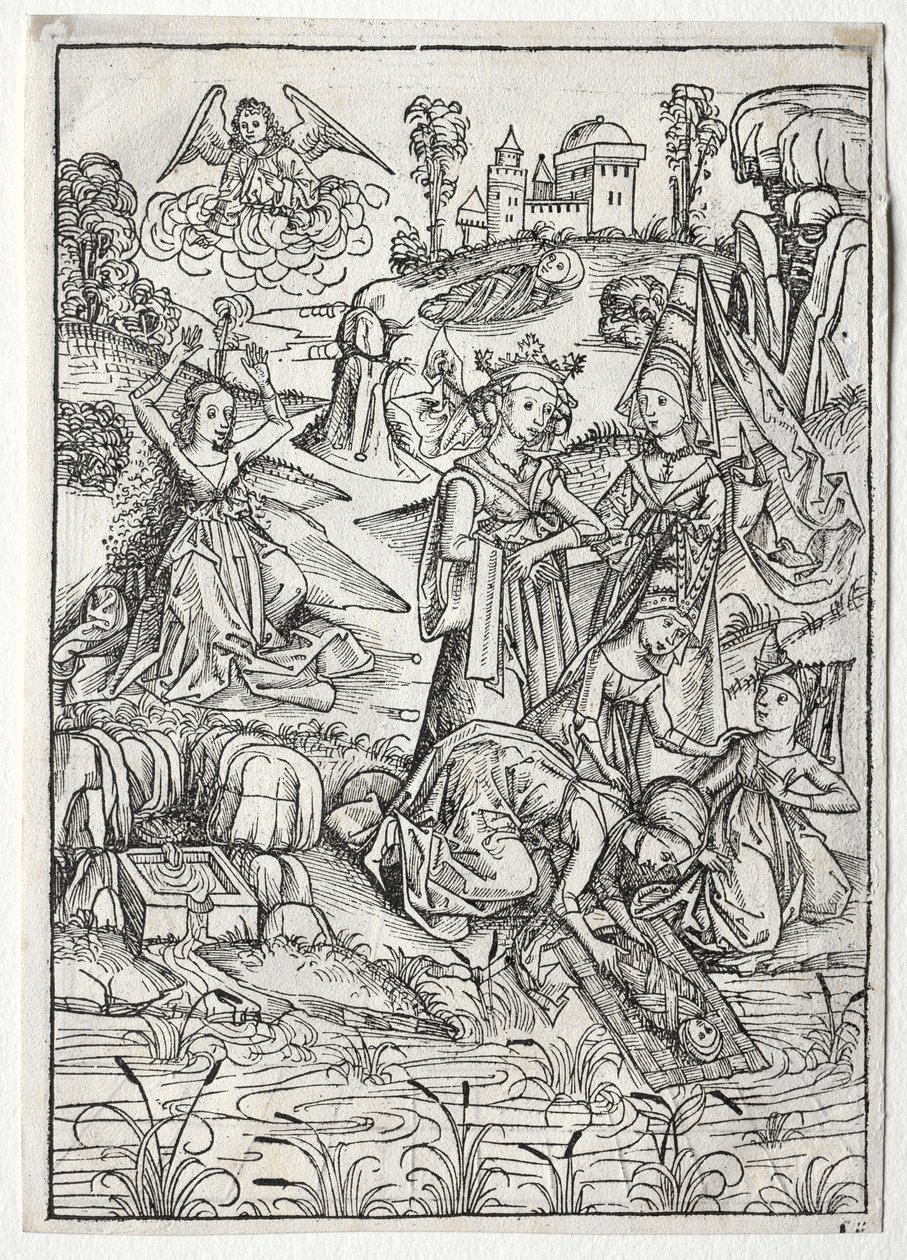 Der Schatz Behalten: Mojżesz znaleziony przez córkę faraona recto, 1491. autorstwa Michael Wolgemut