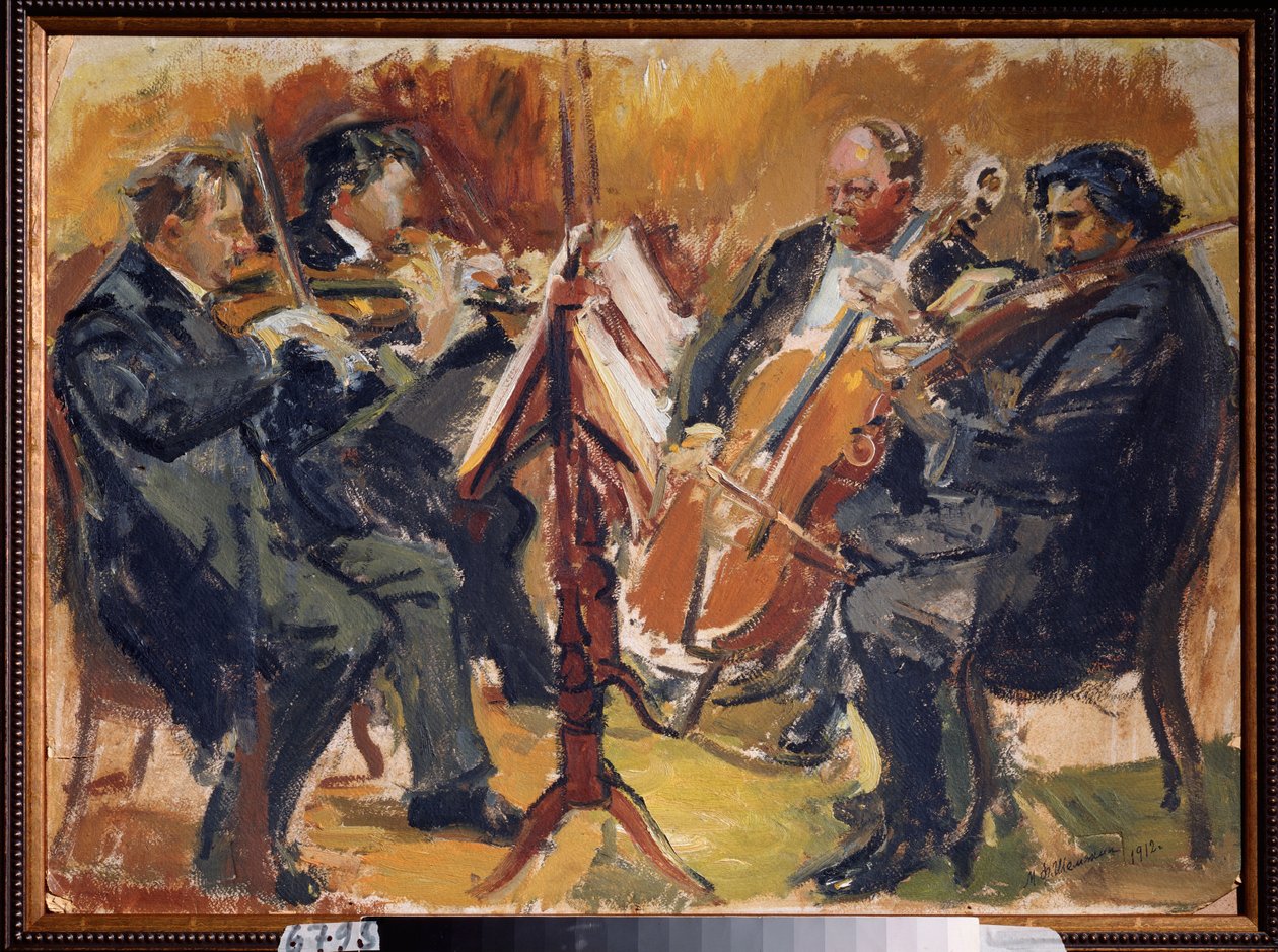 Kwartet czeski kompozytora Siergieja Taniejewa, 1912 (olej na tekturze) autorstwa Michail Fyodorovich Shemyakin