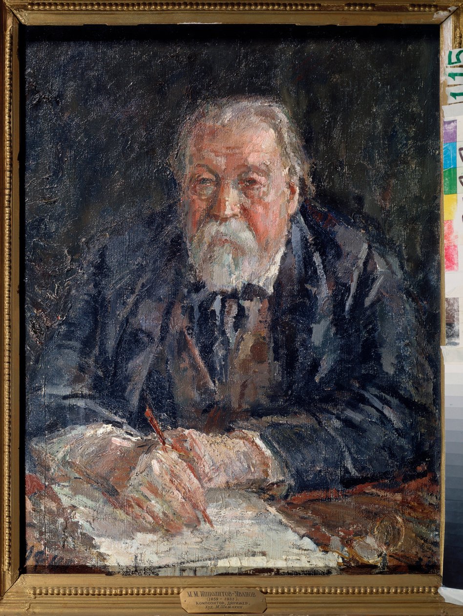 Portret kompozytora Michaiła Ippolitowa Iwanowa (Ippolitow-Iwanow) (1859-1935). Malarstwo Michaiła Fiodorowicza Szemyakina (Chemiakina) (1875-1944), olej na płótnie autorstwa Michail Fyodorovich Shemyakin