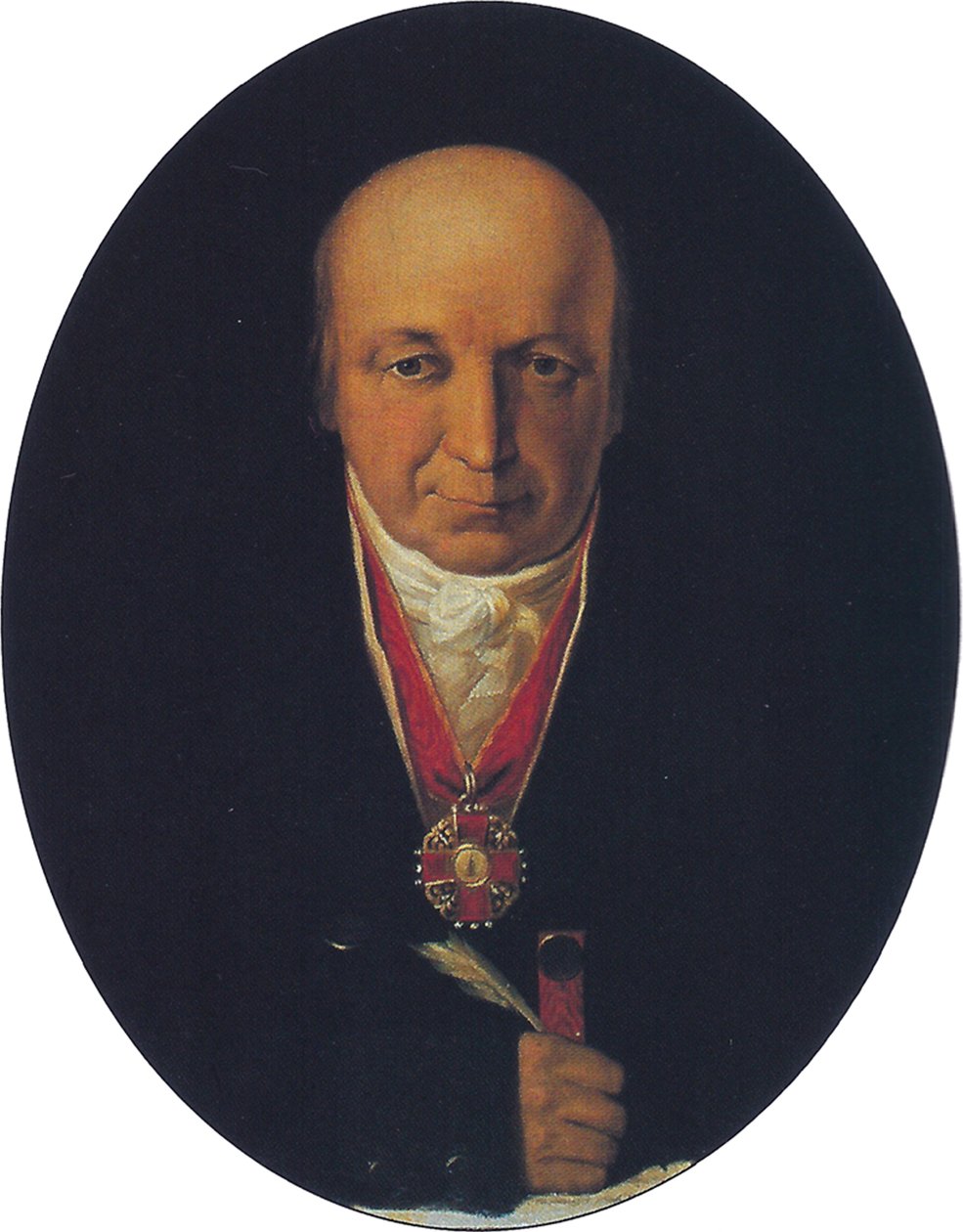 Portret Aleksandra Baranowa, szefa Kompanii Rosyjsko-Amerykańskiej, pierwszego gubernatora rosyjskiej Alaski, 1818 autorstwa Michail Tikhanov