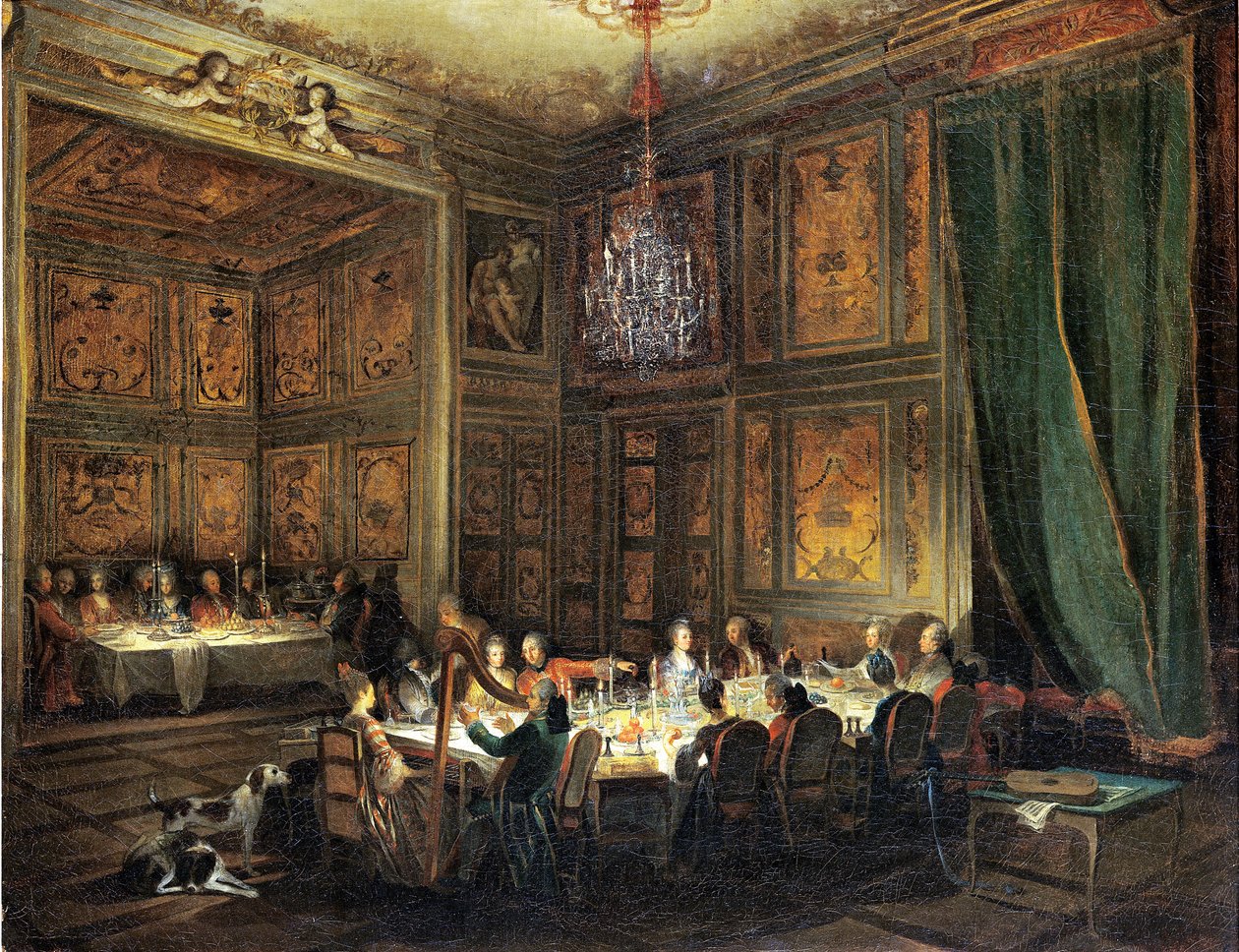 Kolacja Księcia Conti (1717-76) w Świątyni, 1766 autorstwa Michel Barthelemy Ollivier or Olivier