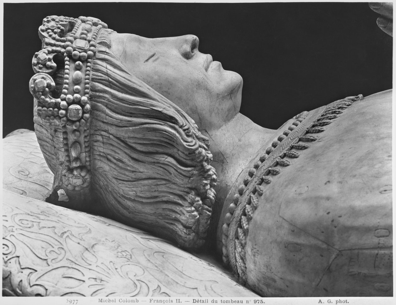 Nantes, katedra św. Piotra i Pawła, grób Franciszka II, księcia Bretanii i Małgorzaty z Foix, detal Franciszka II, 1502-07 odlew gipsowy z marmuru zdjęcie bw autorstwa Michel Colombe
