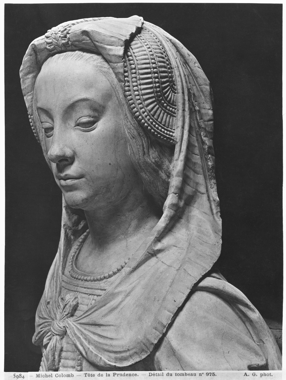 Nantes, katedra św. Piotra i Pawła, nagrobek Franciszka II, księcia Bretanii i Małgorzaty z Foix, głowa Prudencji, 1502-07 (odlew gipsowy z marmuru) (detal) (zob. także 345884) autorstwa Michel Colombe