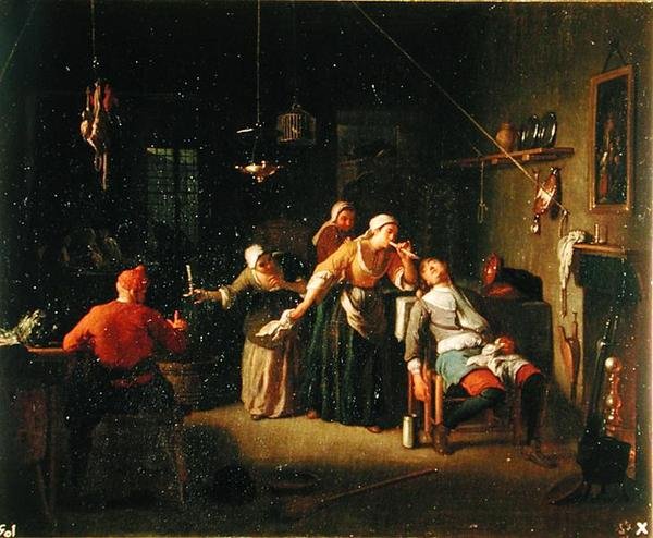 Scena Karczmy (olej na płótnie) autorstwa Michel Ange Houasse