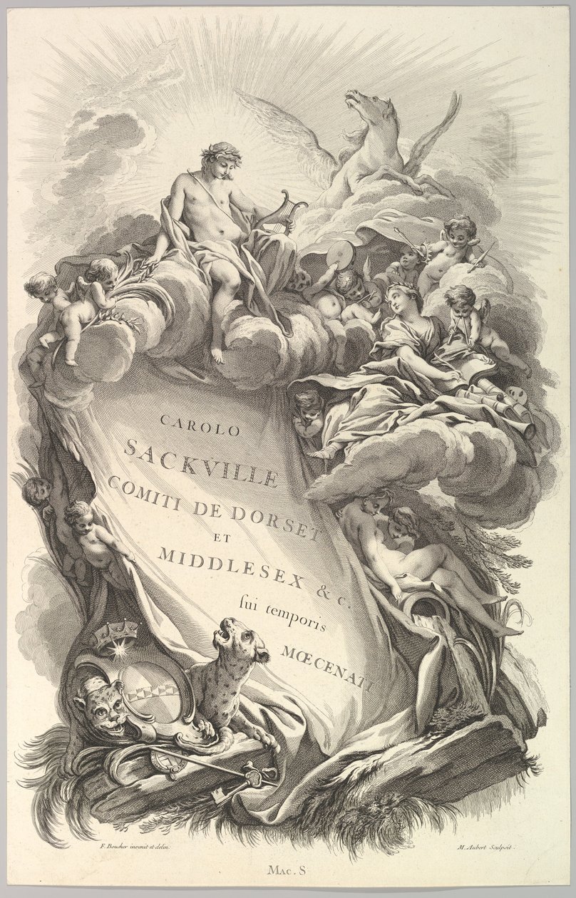 Frontyspis do grobu Karola Sackville, hrabiego Dorset Frontyspis dla ..., ca. 1736. autorstwa Michel Aubert