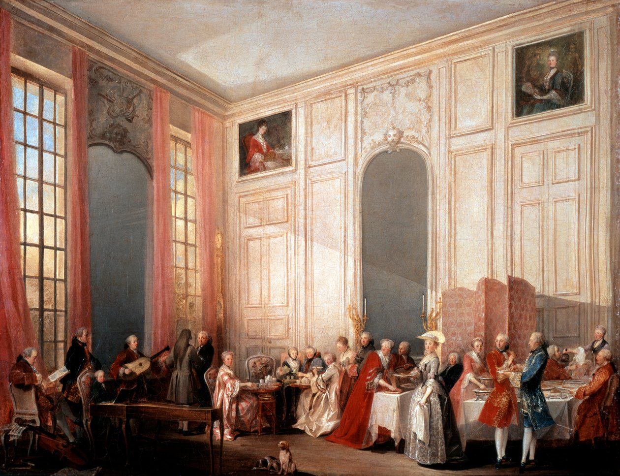 „Angielska herbata z księciem Conti w świątyni”, 1766 autorstwa Michel Barthelemy Ollivier