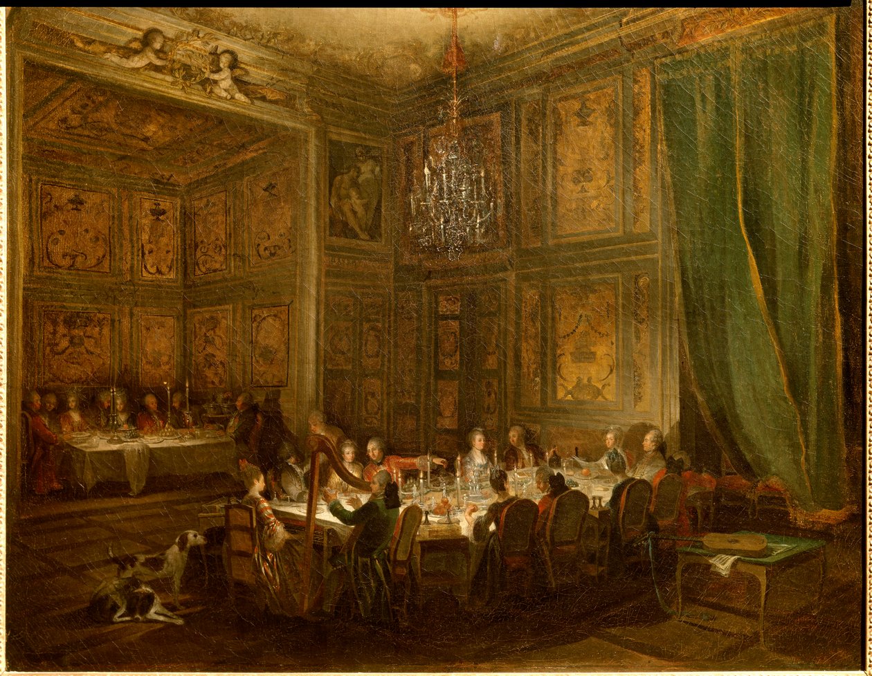 Kolacja księcia Ludwika Francois de Conti, Temple Palace Obraz Michela Barthelemy Olliviera (1712-1784) 1766 nd. 0,56x0,71 autorstwa Michel Barthelemy Ollivier or Olivier