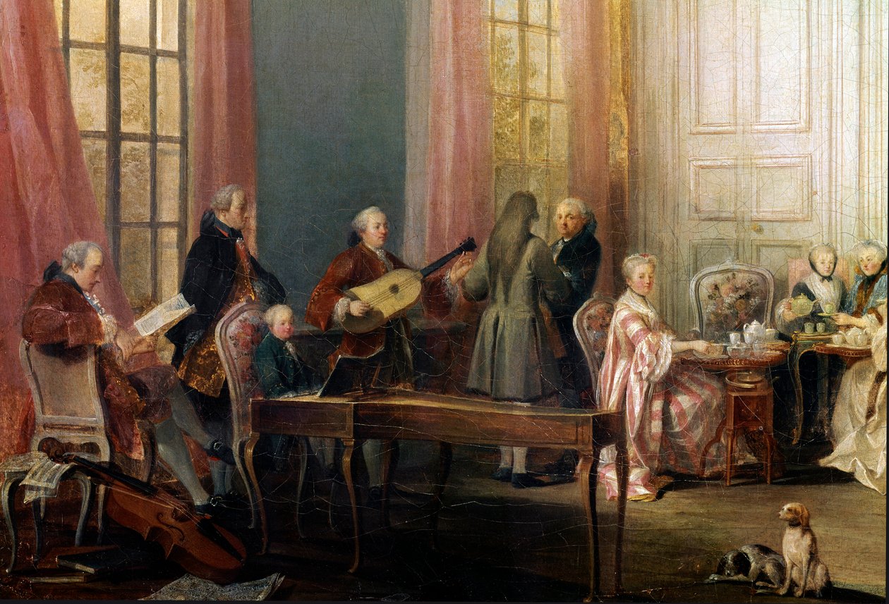 Anglicy podawano w Salon des Quatre-Glaces autorstwa Michel Barthelemy Ollivier or Olivier