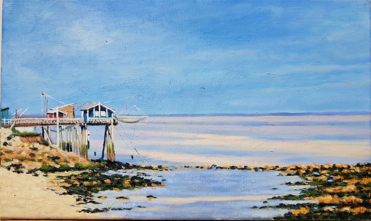 Carrelets in Gironde (olej na płótnie) autorstwa Michel Bultet