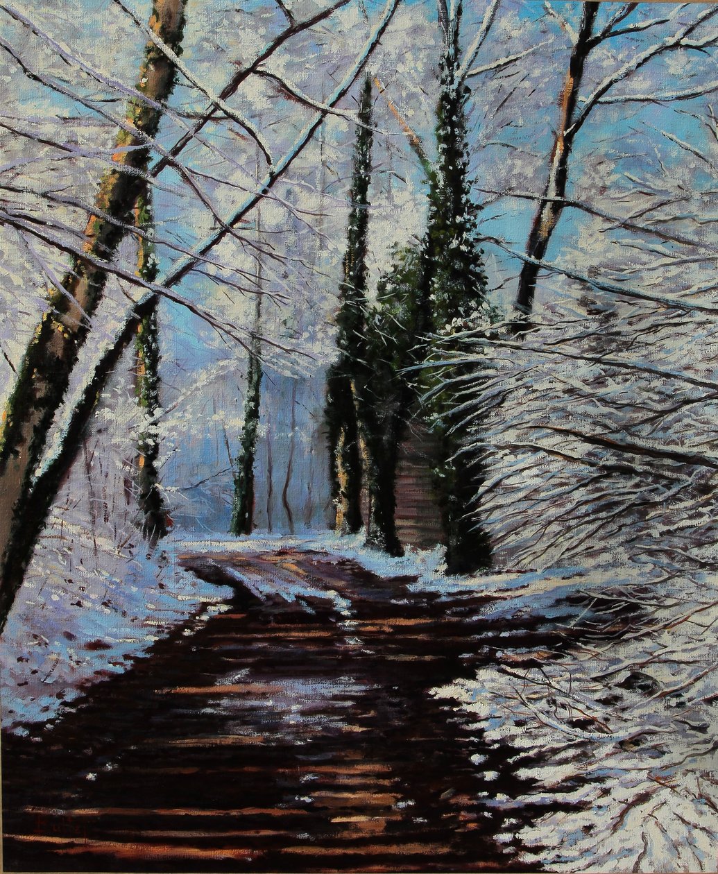 chemin de neige (obraz olejny) autorstwa Michel Bultet