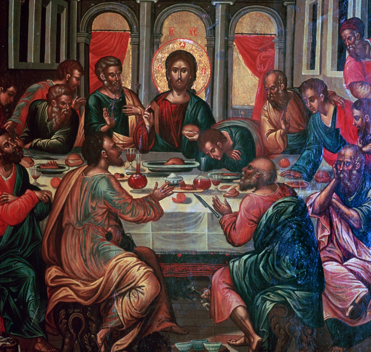 Obraz ikonowy Ostatniej Wieczerzy autorstwa Michel Damaskinos