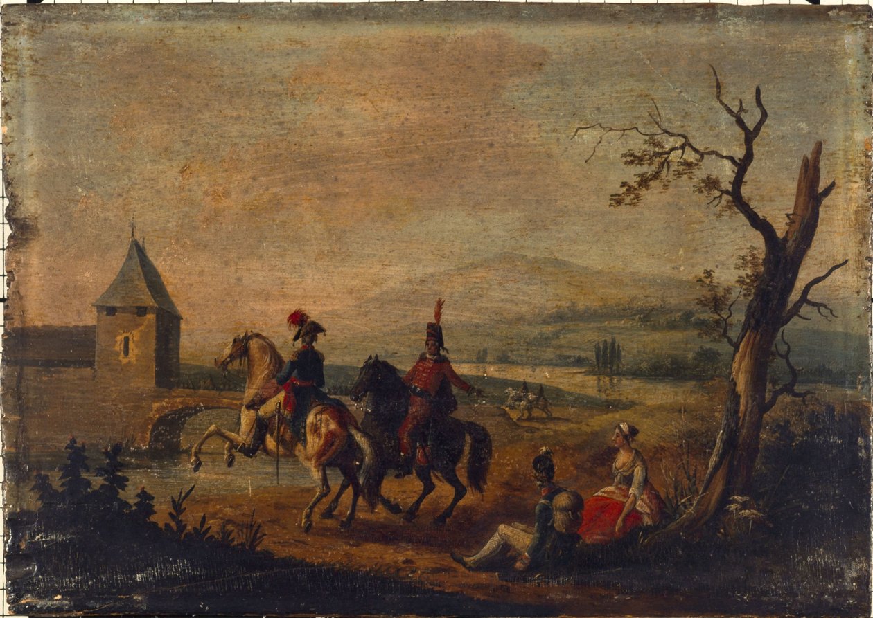 Wojsko w pejzażu, między 1751 a 1800 (olej na drewnie) autorstwa Michel Duplessis