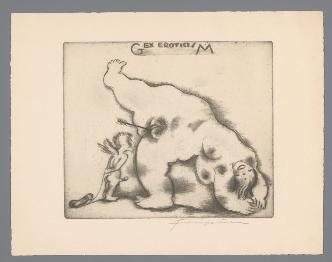 Ekslibris van Gianni Mantero Gex eroticisM (tytuł na obiekcie) autorstwa Michel Fingesten (signed by artist)