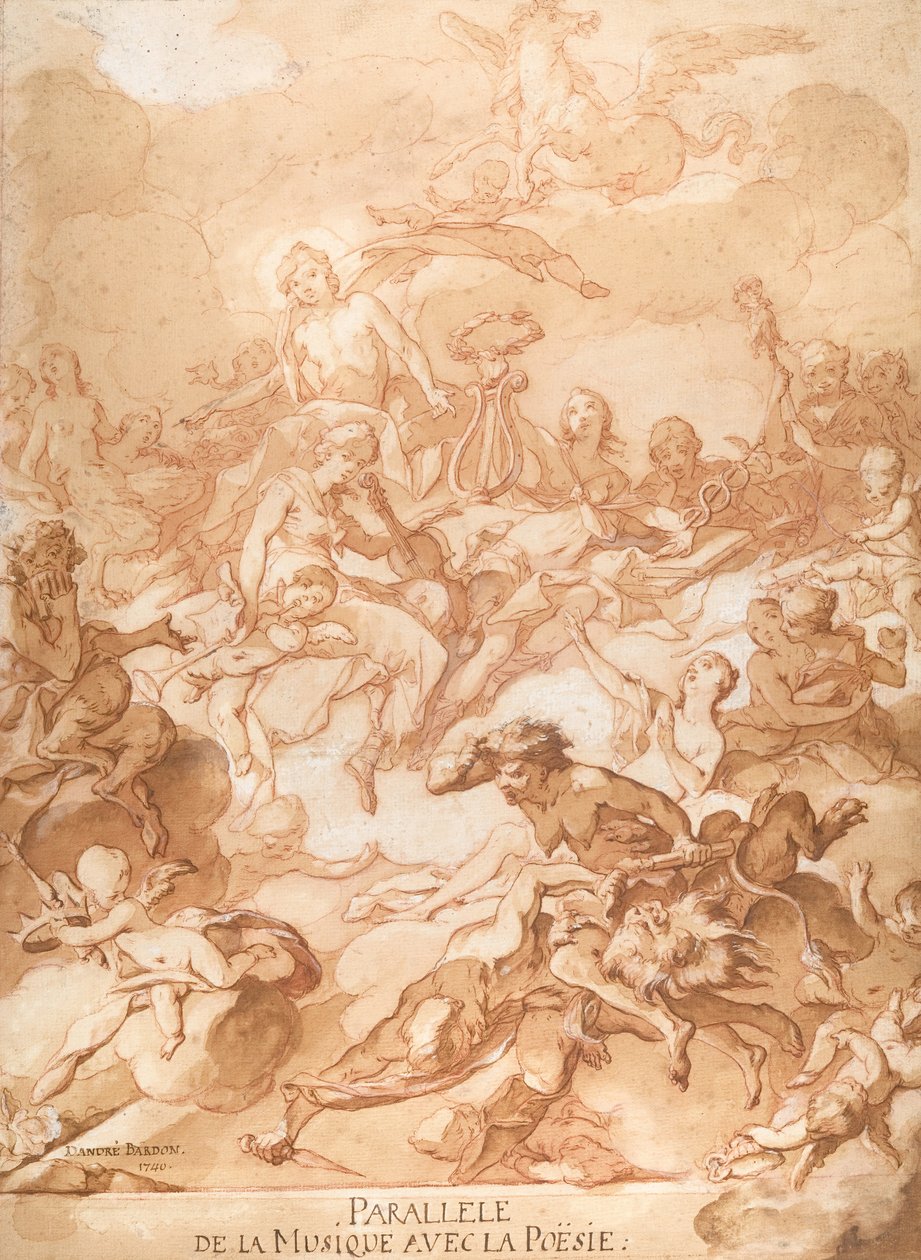 Alegoria porównująca muzykę i poezję, 1740. autorstwa Michel Francois Dandre Bardon