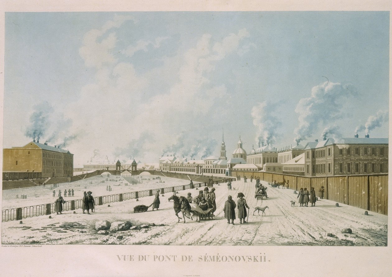 Most Siemionowski w Sankt Petersburgu, 1813 autorstwa Michel Francois Damam Demartrait