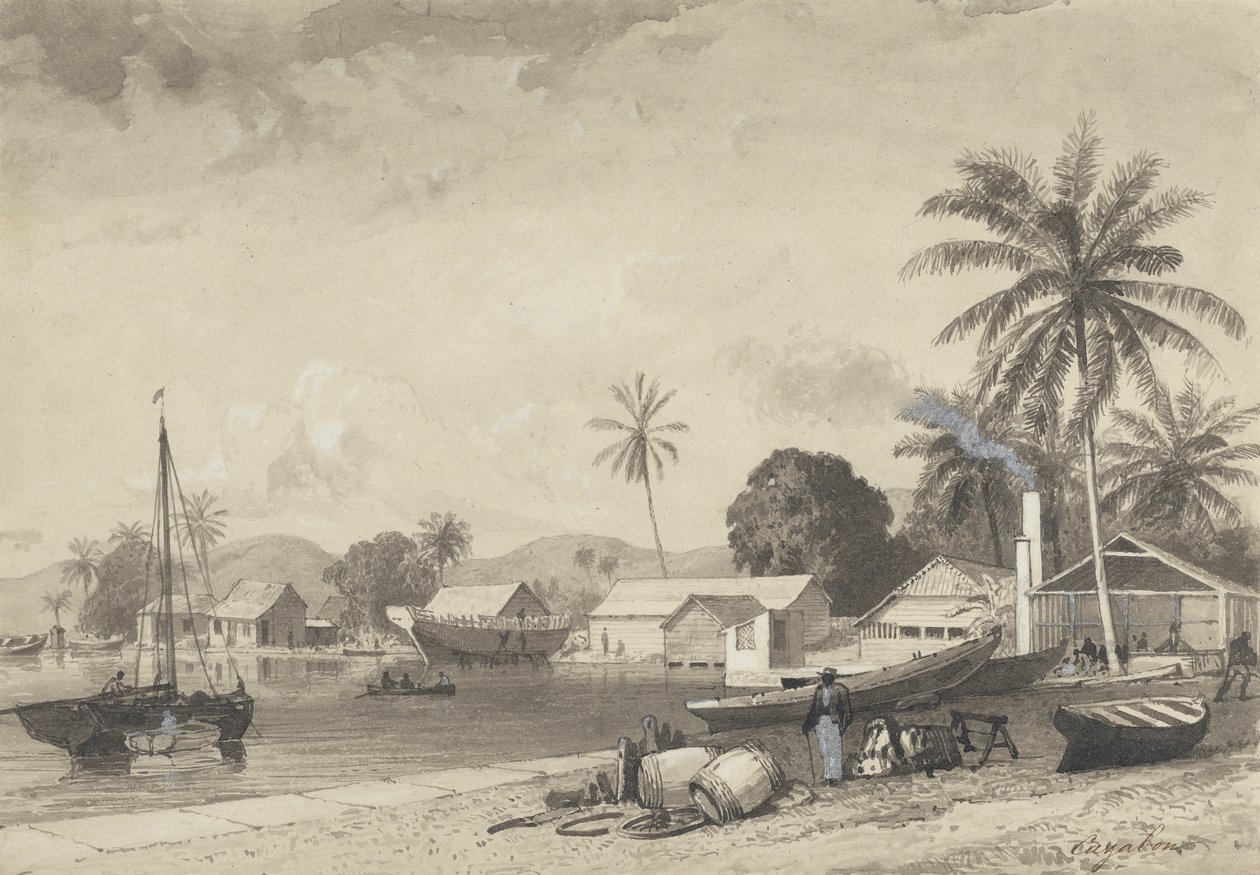 Miasto Corbeaux, port w Hiszpanii autorstwa Michel Jean Cazabon