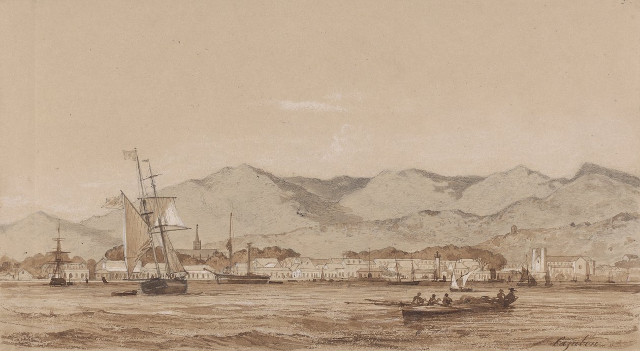Port w Hiszpanii, z portu autorstwa Michel Jean Cazabon