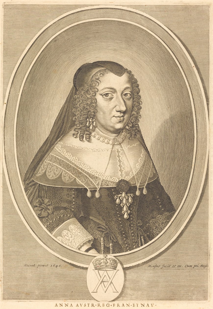 Anna Austriacka autorstwa Michel Lasne after Jean Nocret