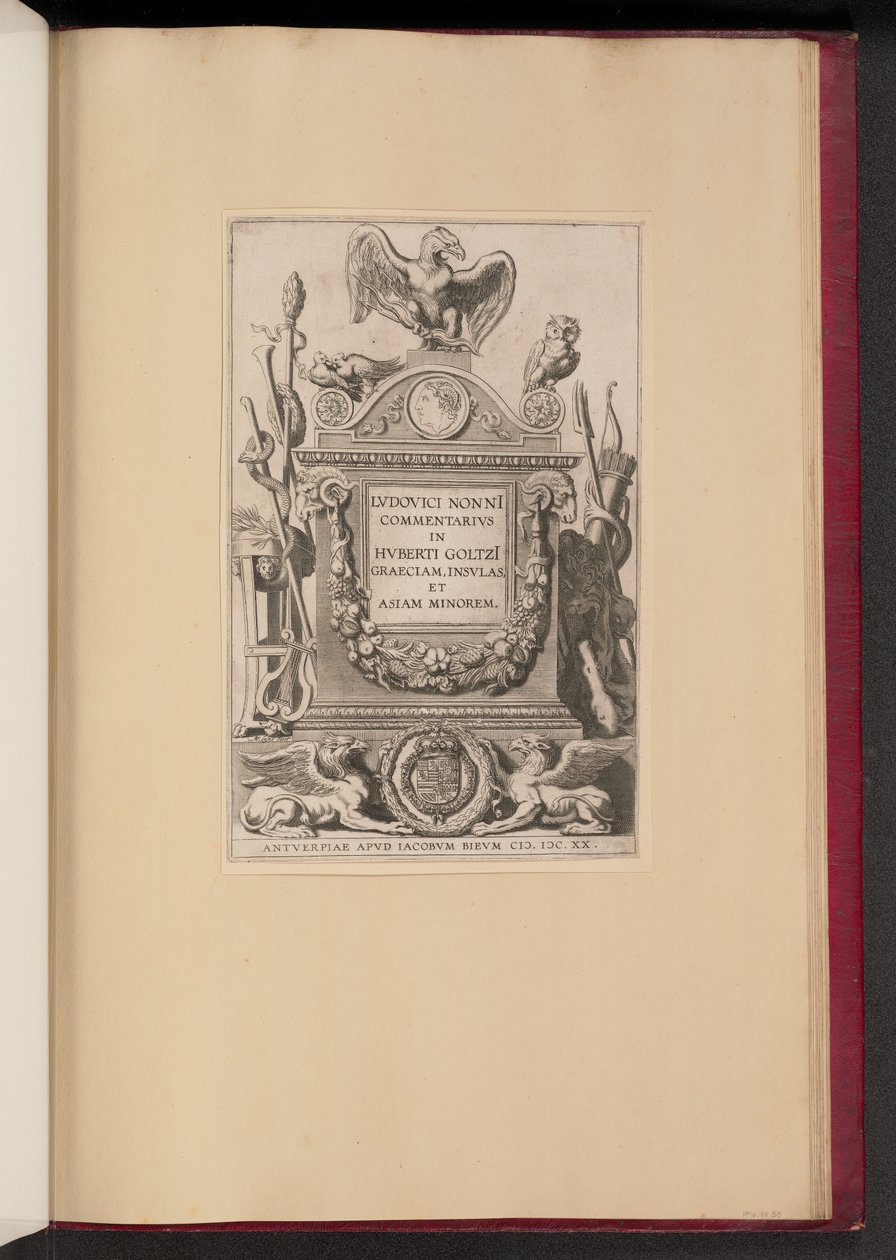 Strona tytułowa dla Ludovicus Nonnius, komentarz do Grecji, wysp i Azji Mniejszej Huberta Goltza autorstwa Michel Lasne after Sir Peter Paul Rubens
