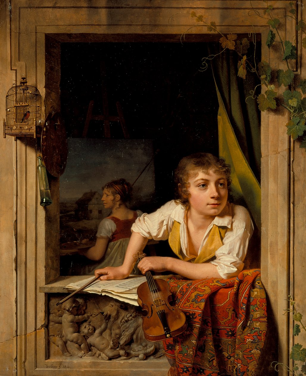 Malarstwo i muzyka (Portret syna artysty), 1800 autorstwa Michel Martin Drolling