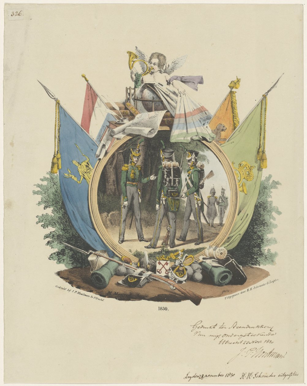 Medalion z Ochotniczymi Łowcami Uniwersytetu w Leiden, 1830 autorstwa Michel Mourot