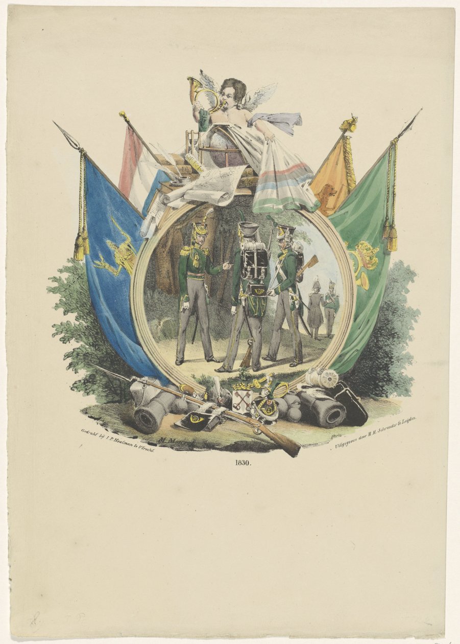 Medalion z Ochotniczymi Łowcami Uniwersytetu w Leiden, 1830 autorstwa Michel Mourot