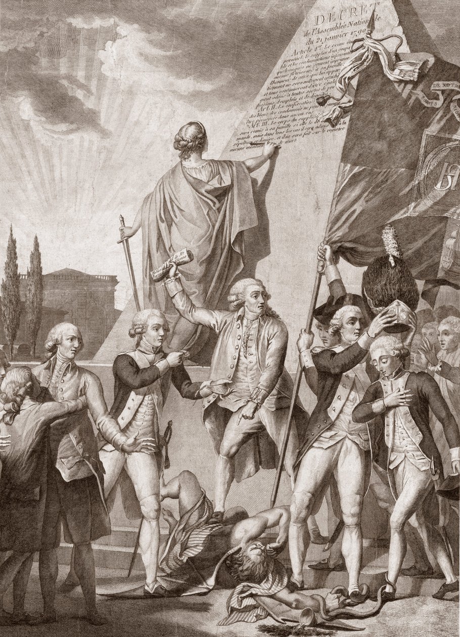 Michel Picquenot (1747-1814). Alegorie filozofii i patriotyzmu, zwycięzcy nad demonem uprzedzeń - Philosophy et le Patriotisme victors du demon des Prejudices - Michel Picquenot (1747-1814). autorstwa Michel Picquenot